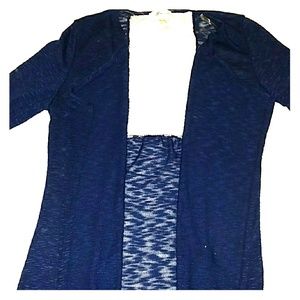 Navy blue somewhat sheer cardigan with lace